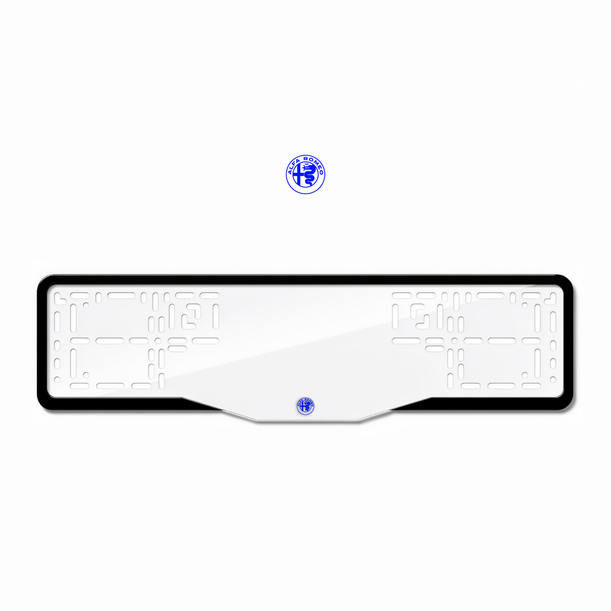Cadres de plaque d'immatriculation Alfa Romeo Logo - Bleu - GLASS