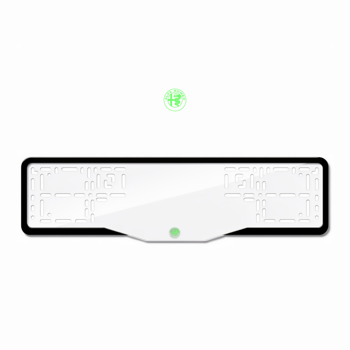 Cadres de plaque d'immatriculation Alfa Romeo Logo - Vert néon - GLASS