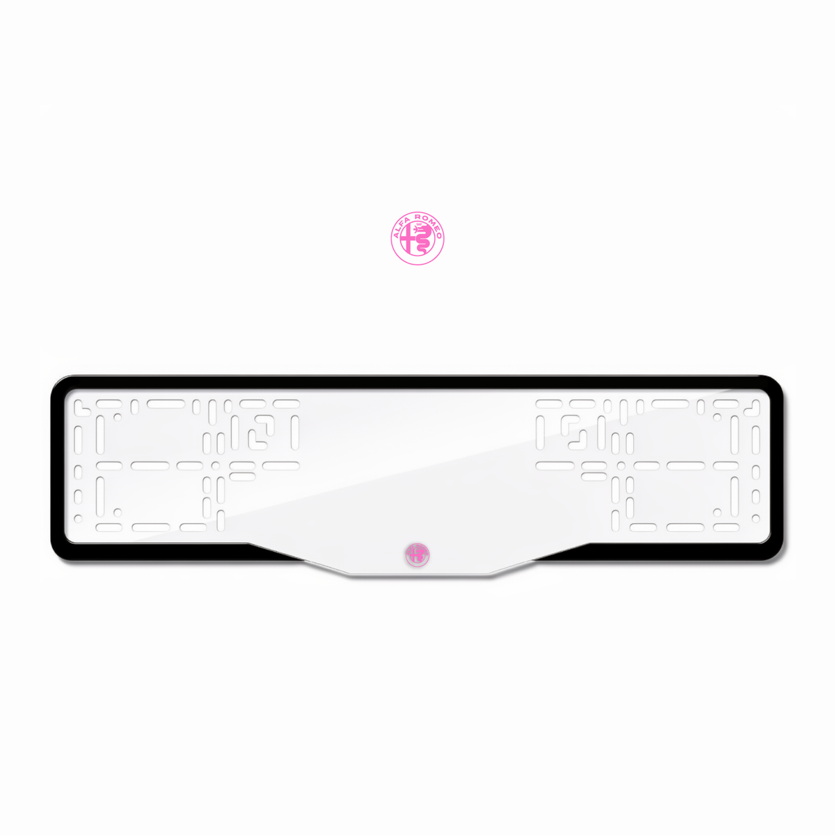 Cadres de plaque d'immatriculation Alfa Romeo Logo - Rose - GLASS
