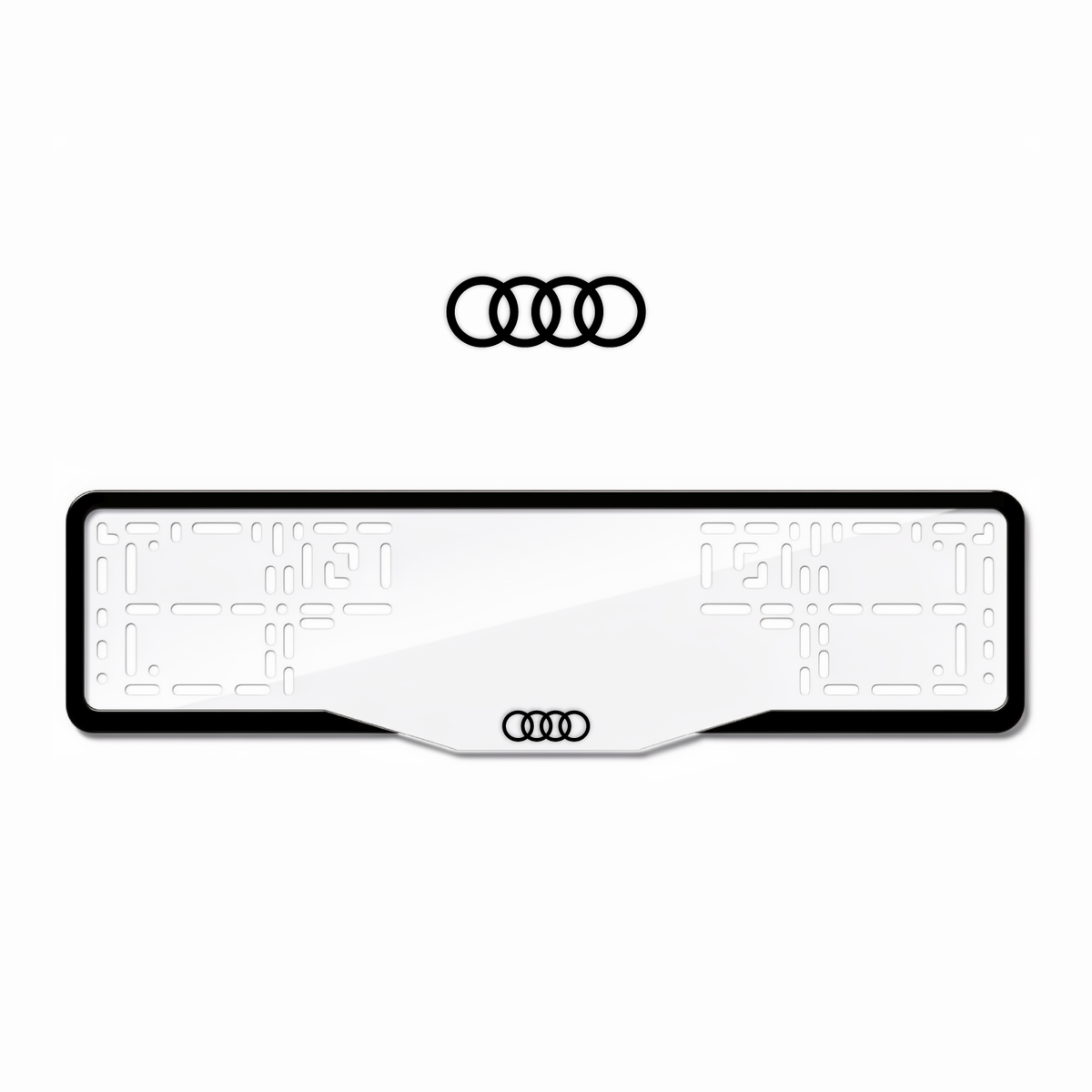 Cadres de plaque d'immatriculation Audi Logo - Noir - GLASS