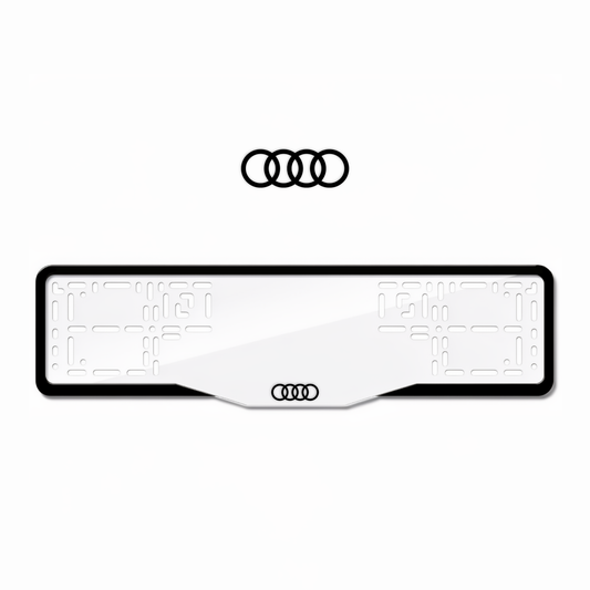 Cadres de plaque d'immatriculation Audi Logo - Noir - GLASS