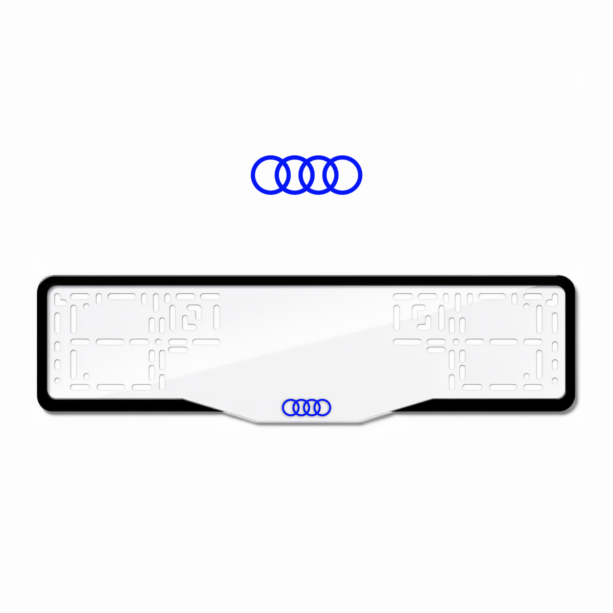 Cadres de plaque d'immatriculation Audi Logo - Bleu - GLASS