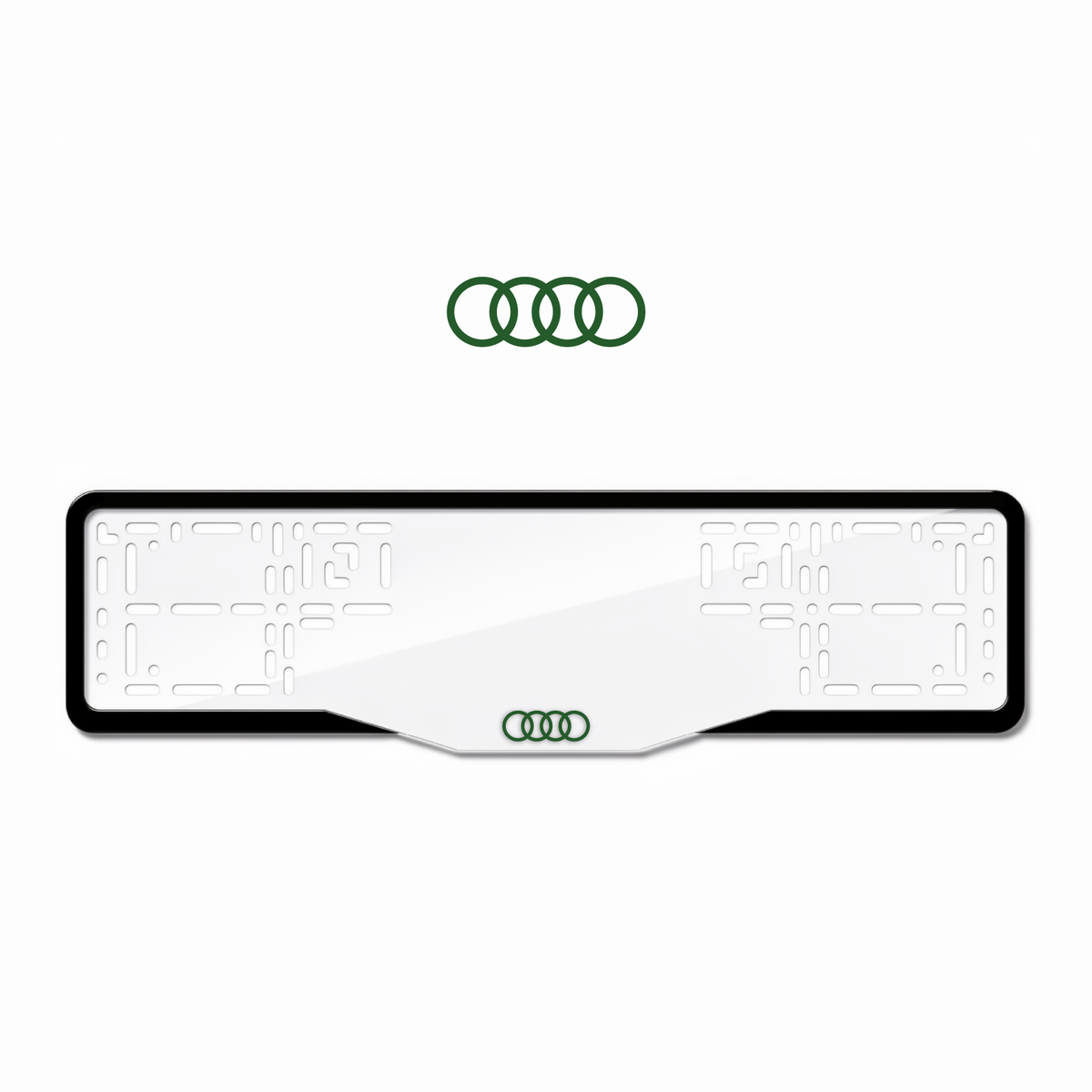Cadres de plaque d'immatriculation Audi Logo - Vert - GLASS