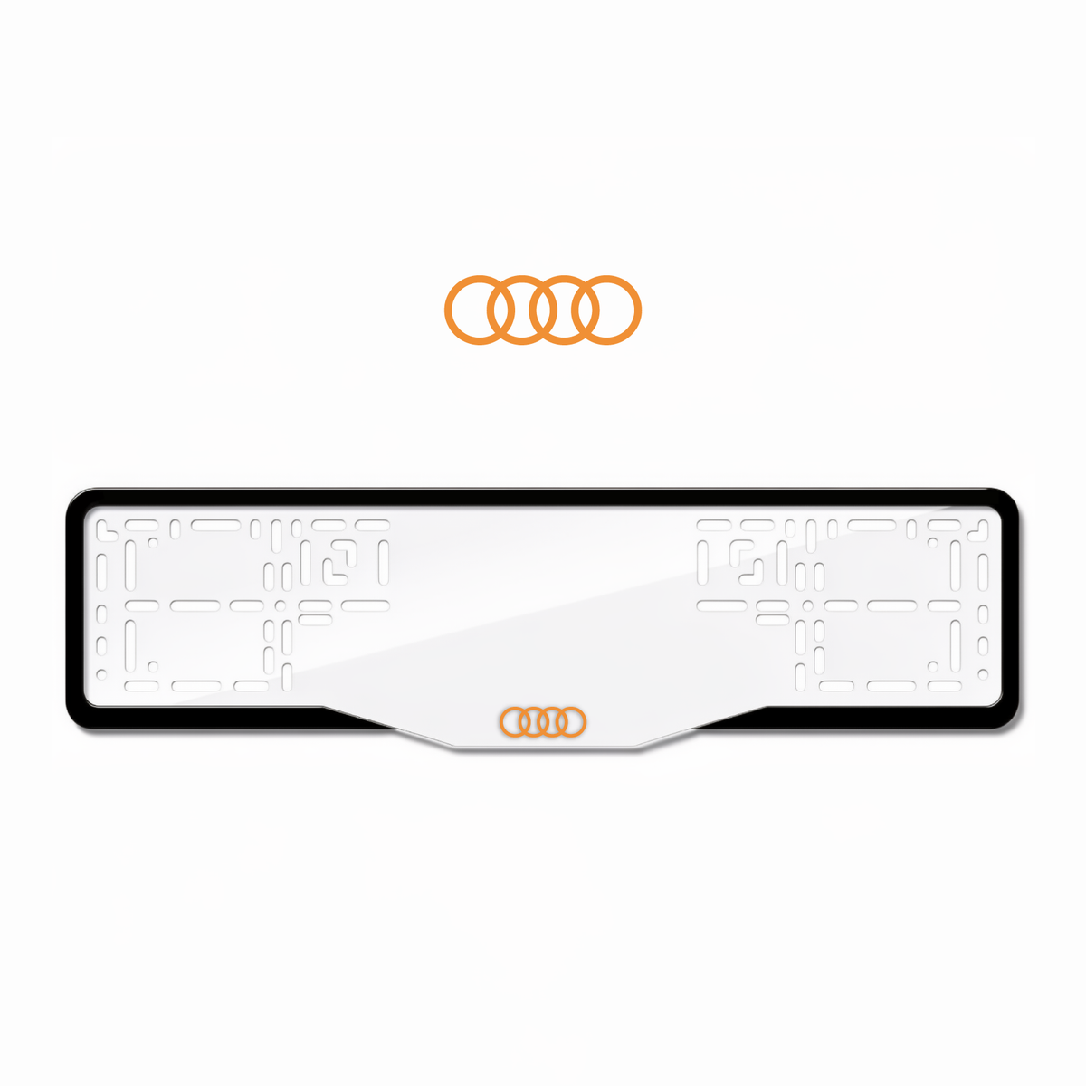 Cadres de plaque d'immatriculation Audi Logo - Orange Hermès - GLASS