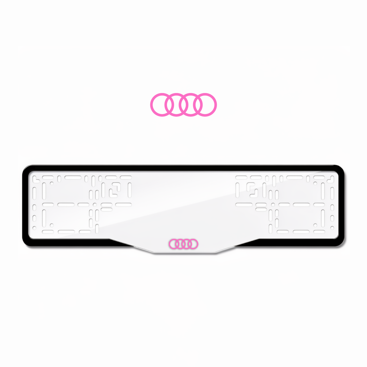 Cadres de plaque d'immatriculation Audi Logo - Rose - GLASS