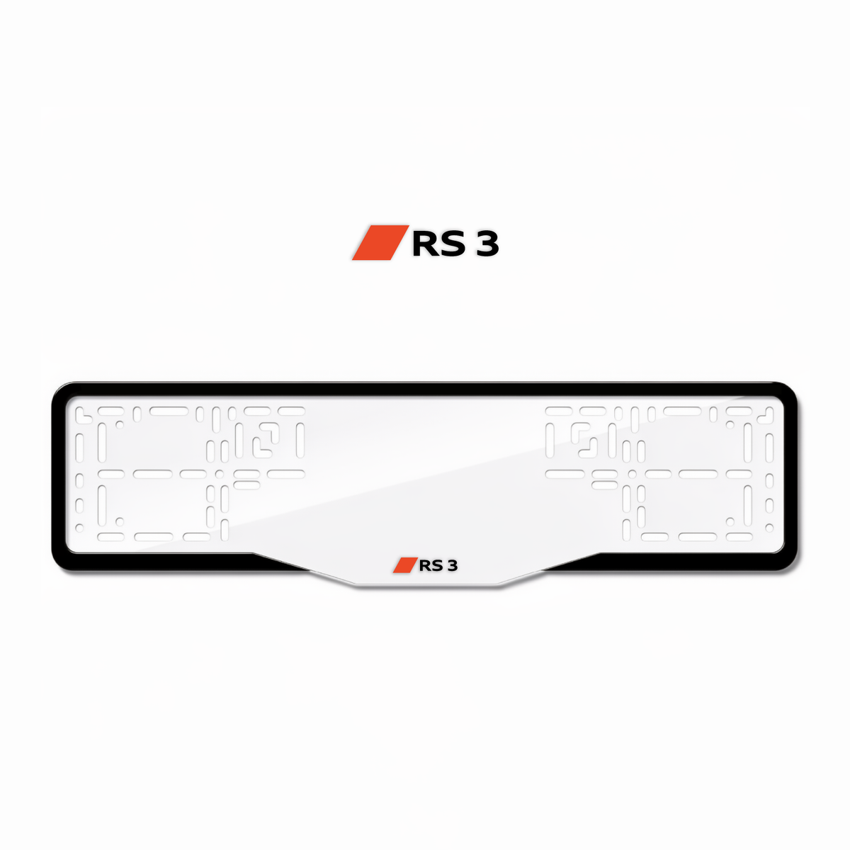 Cadres de plaque d'immatriculation RS 3 (nouveau logo) - Noir - GLASS