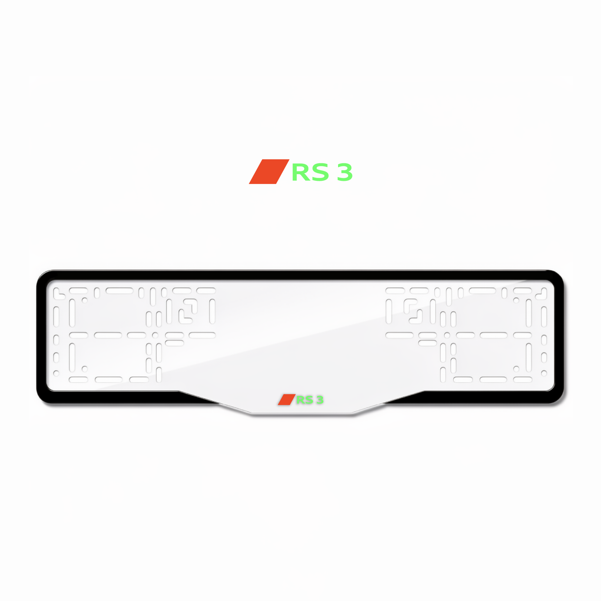 Cadres de plaque d'immatriculation RS 3 (nouveau logo) - Vert néon - GLASS