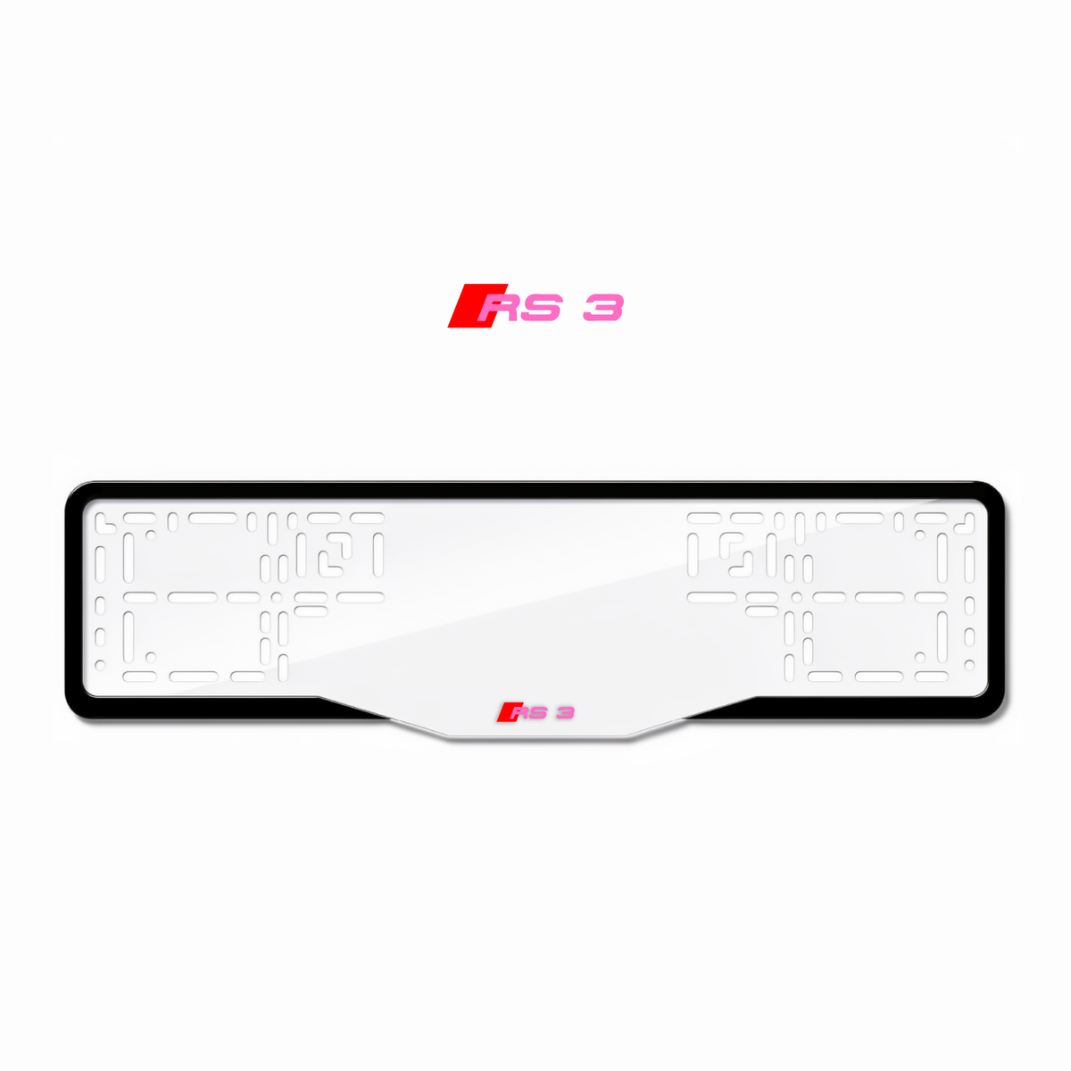 Cadres de plaque d'immatriculation RS 3 - Rose - GLASS