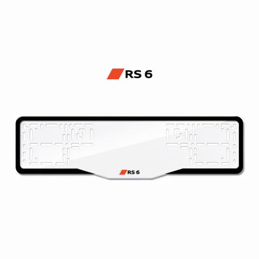 Cadres de plaque d'immatriculation RS 6 (nouveau logo) - Noir - GLASS