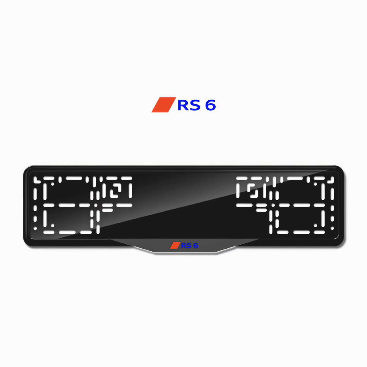 Cadres de plaque d'immatriculation RS 6 (nouveau logo) - Bleu - SATIN