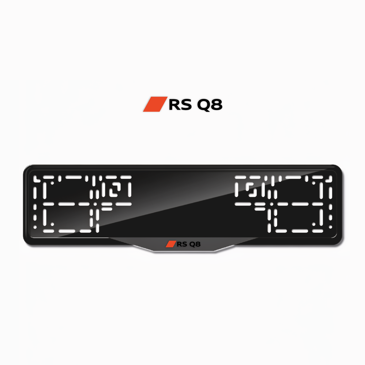 Cadres de plaque d'immatriculation RS Q8 (nouveau logo) - Noir - SATIN