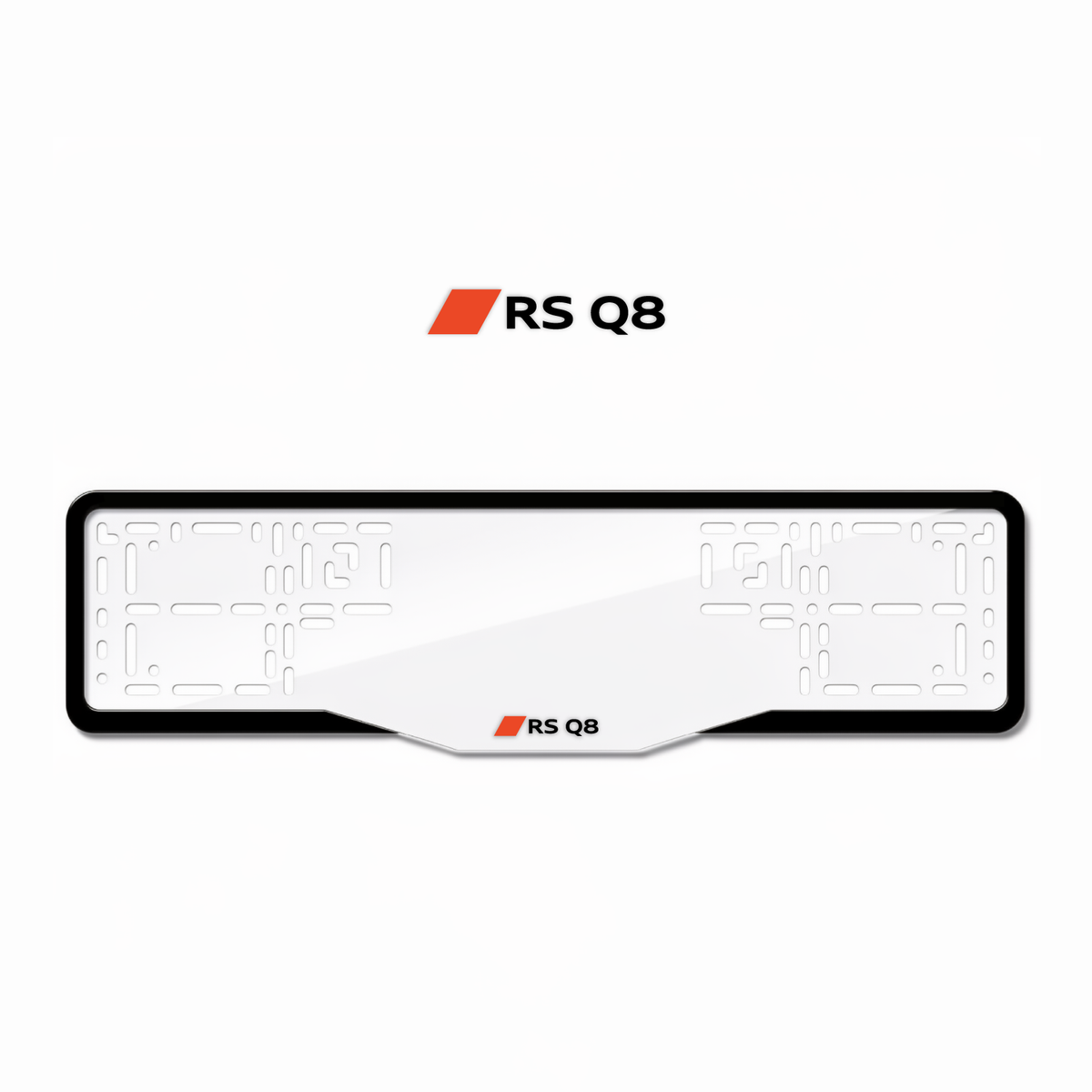 Cadres de plaque d'immatriculation RS Q8 (nouveau logo) - Noir - GLASS