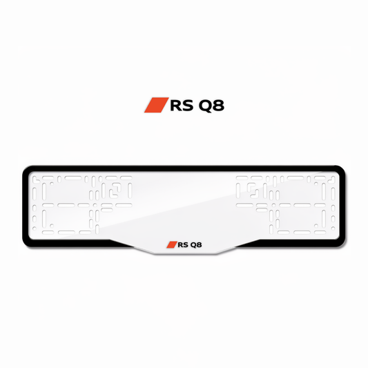 Cadres de plaque d'immatriculation RS Q8 (nouveau logo) - Noir - GLASS