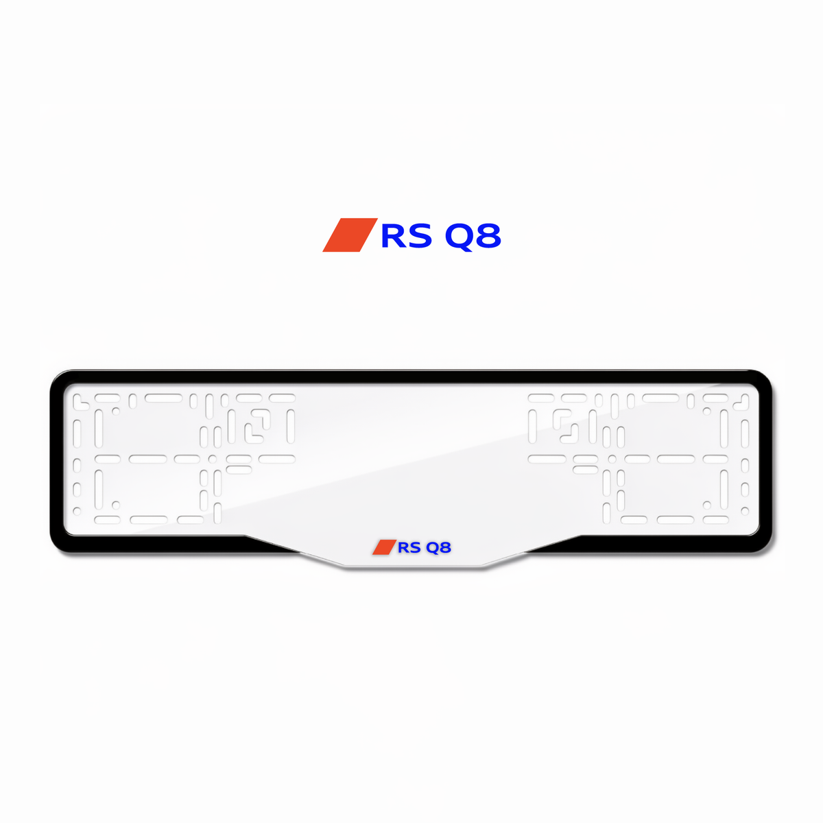 Cadres de plaque d'immatriculation RS Q8 (nouveau logo) - Bleu - GLASS