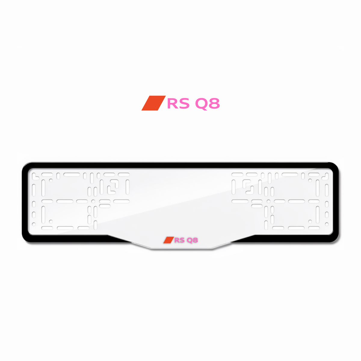Cadres de plaque d'immatriculation RS Q8 (nouveau logo) - Rose - GLASS