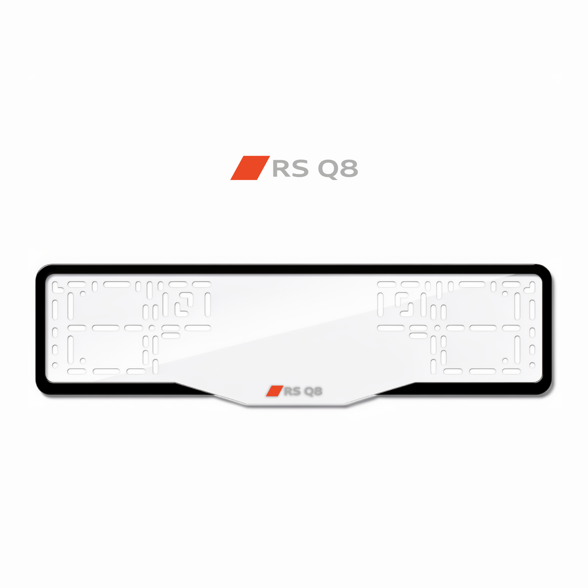 Cadres de plaque d'immatriculation RS Q8 (nouveau logo) - Gris - GLASS