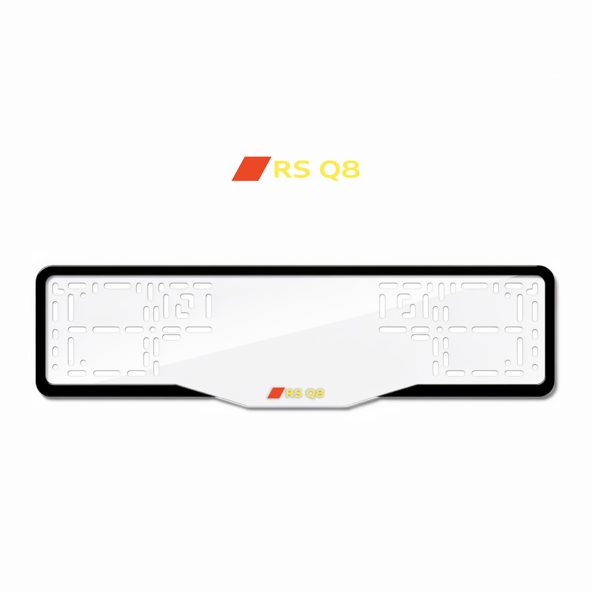 Cadres de plaque d'immatriculation RS Q8 (nouveau logo) - Jaune - GLASS