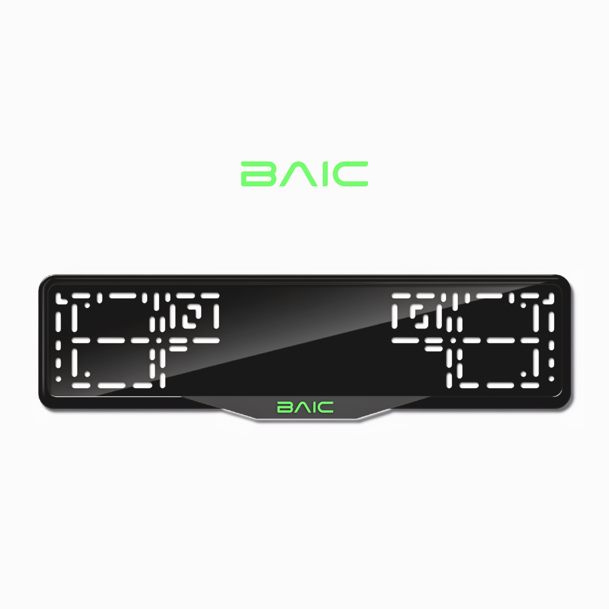Cadres de plaque d'immatriculation BAIC - Vert néon - SATIN