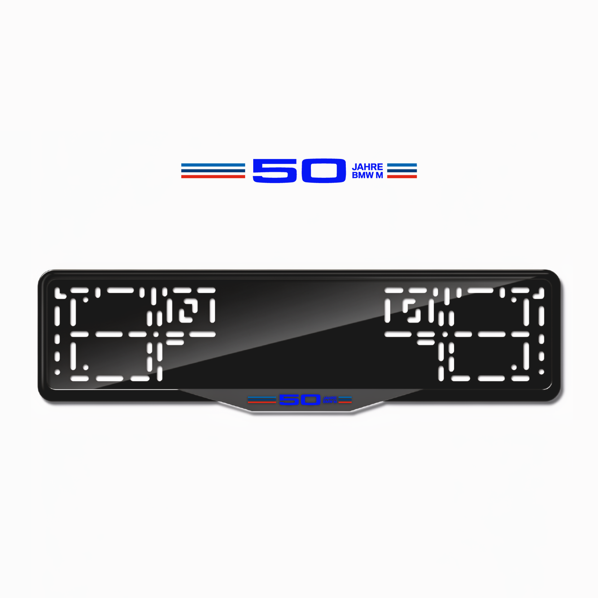 Cadres de plaque d'immatriculation 50 Jahre BMW M - Bleu - SATIN