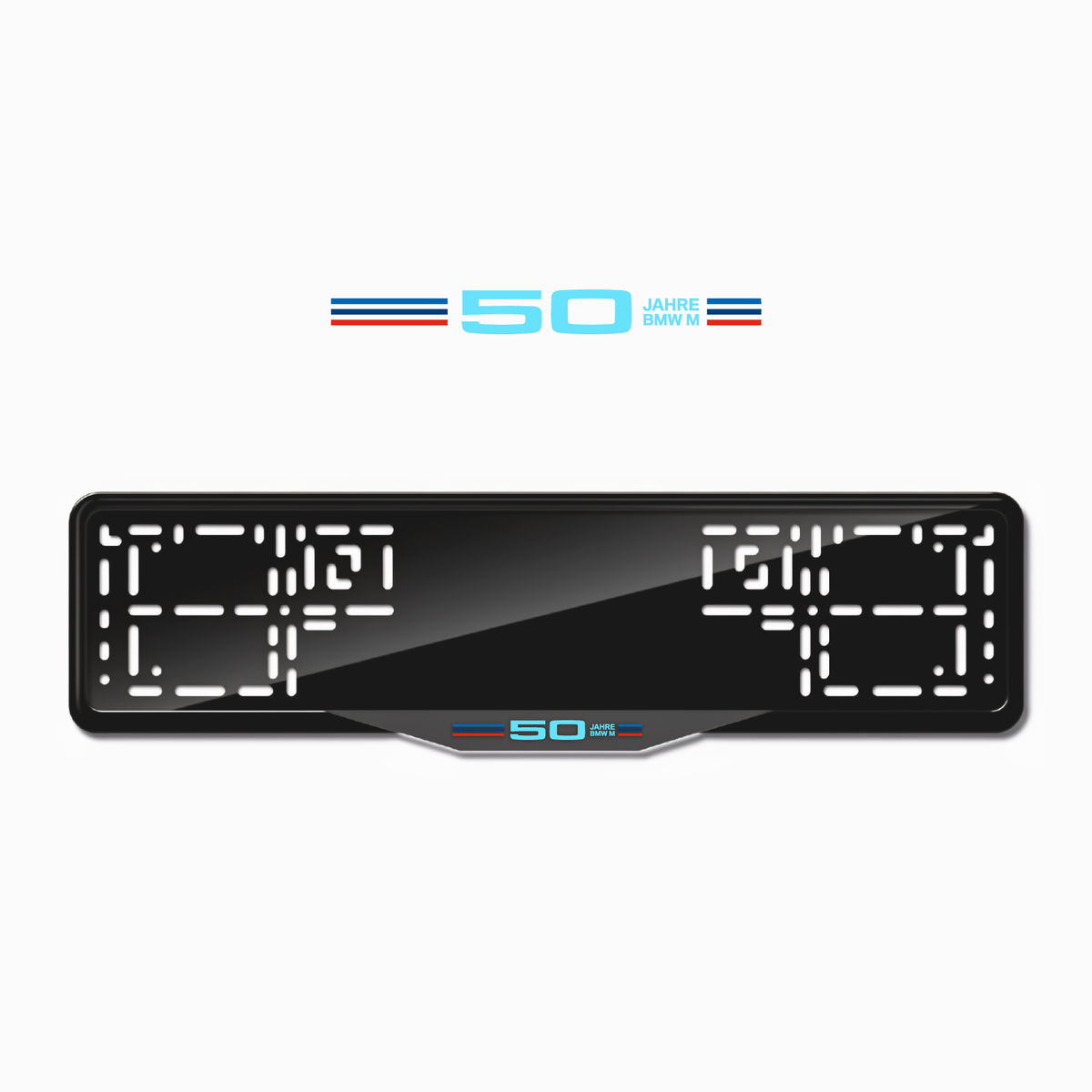 Cadres de plaque d'immatriculation 50 Jahre BMW M - Bleu Tiffany - SATIN