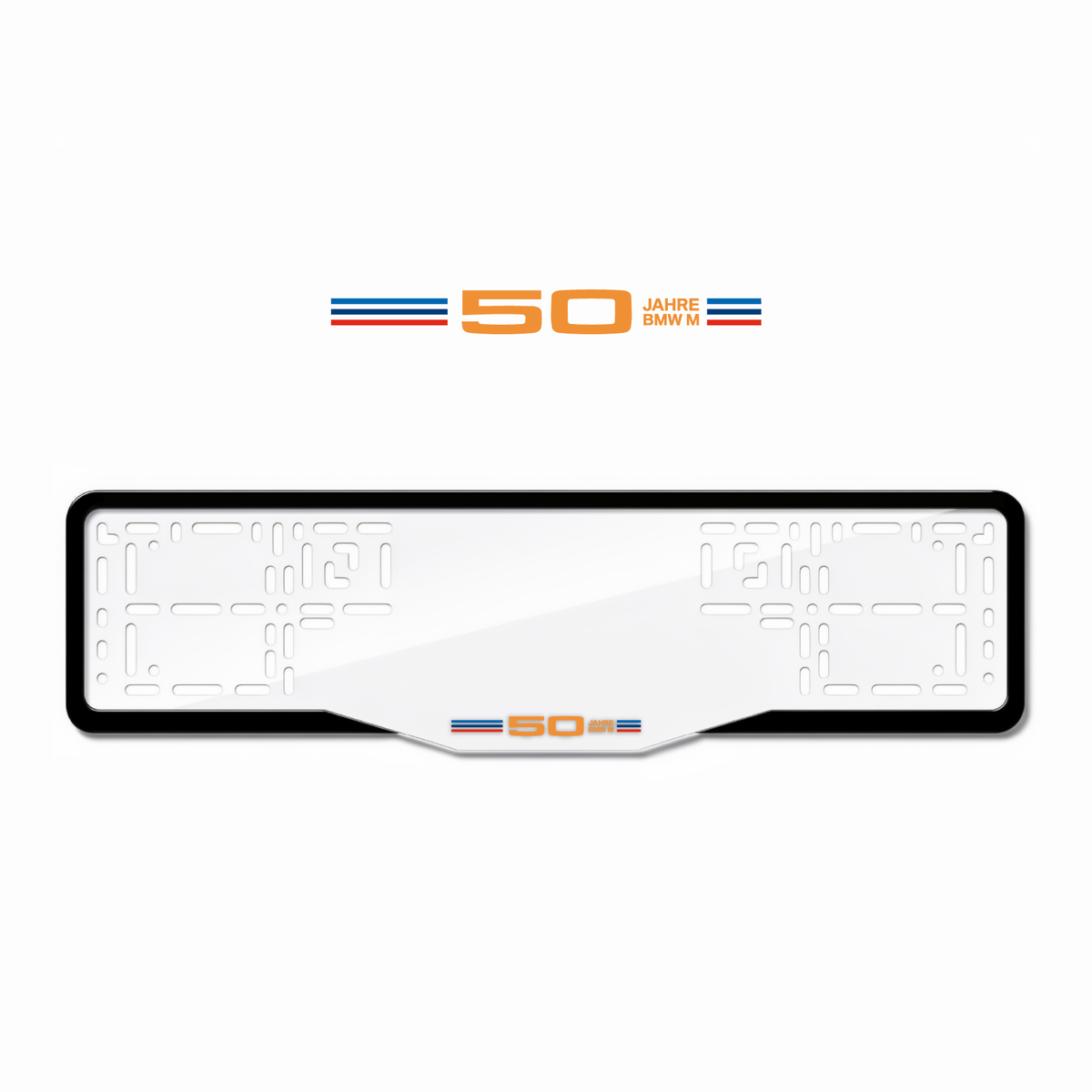 Cadres de plaque d'immatriculation 50 Jahre BMW M - Orange Hermès - GLASS