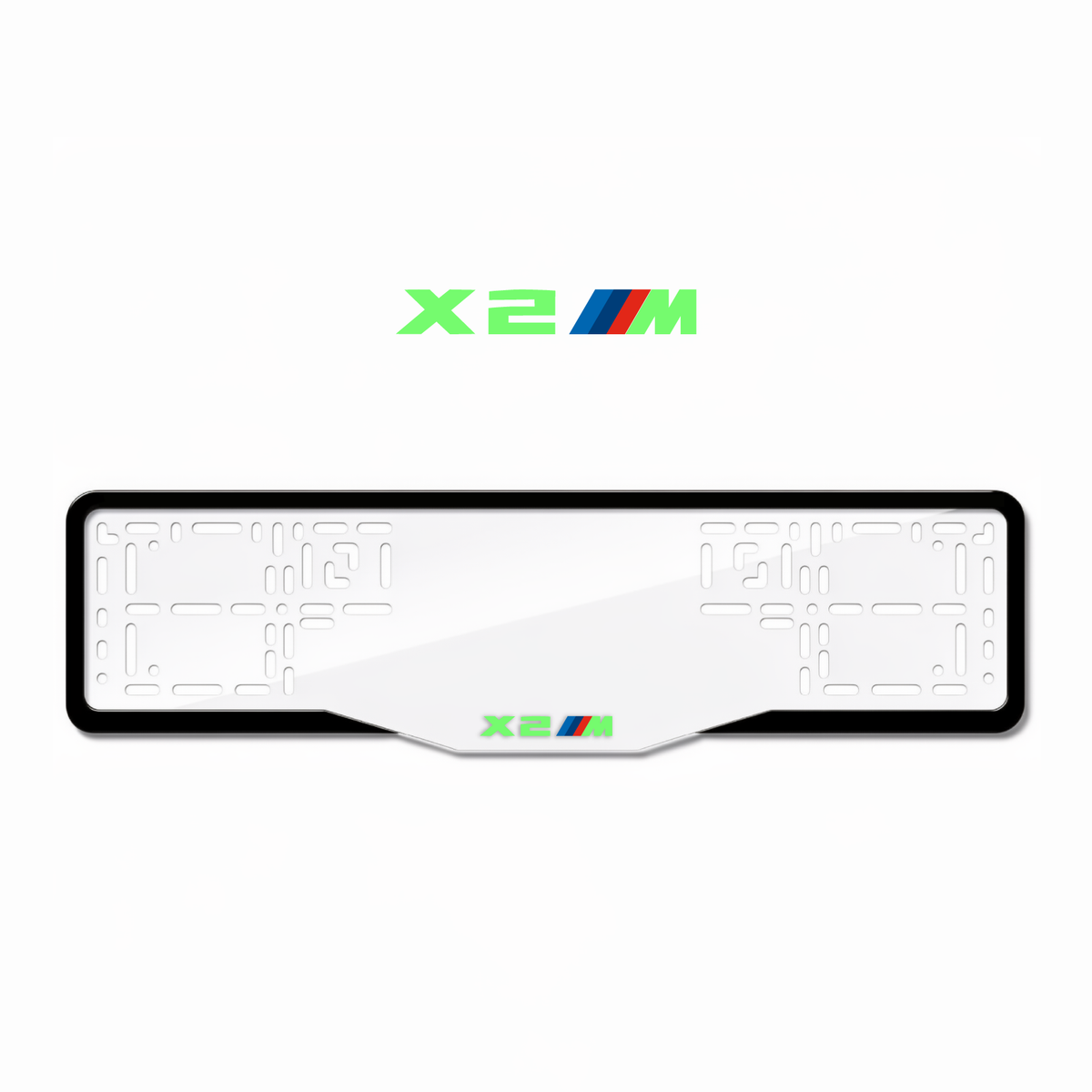 Cadres de plaque d'immatriculation X2 M - Vert néon - GLASS