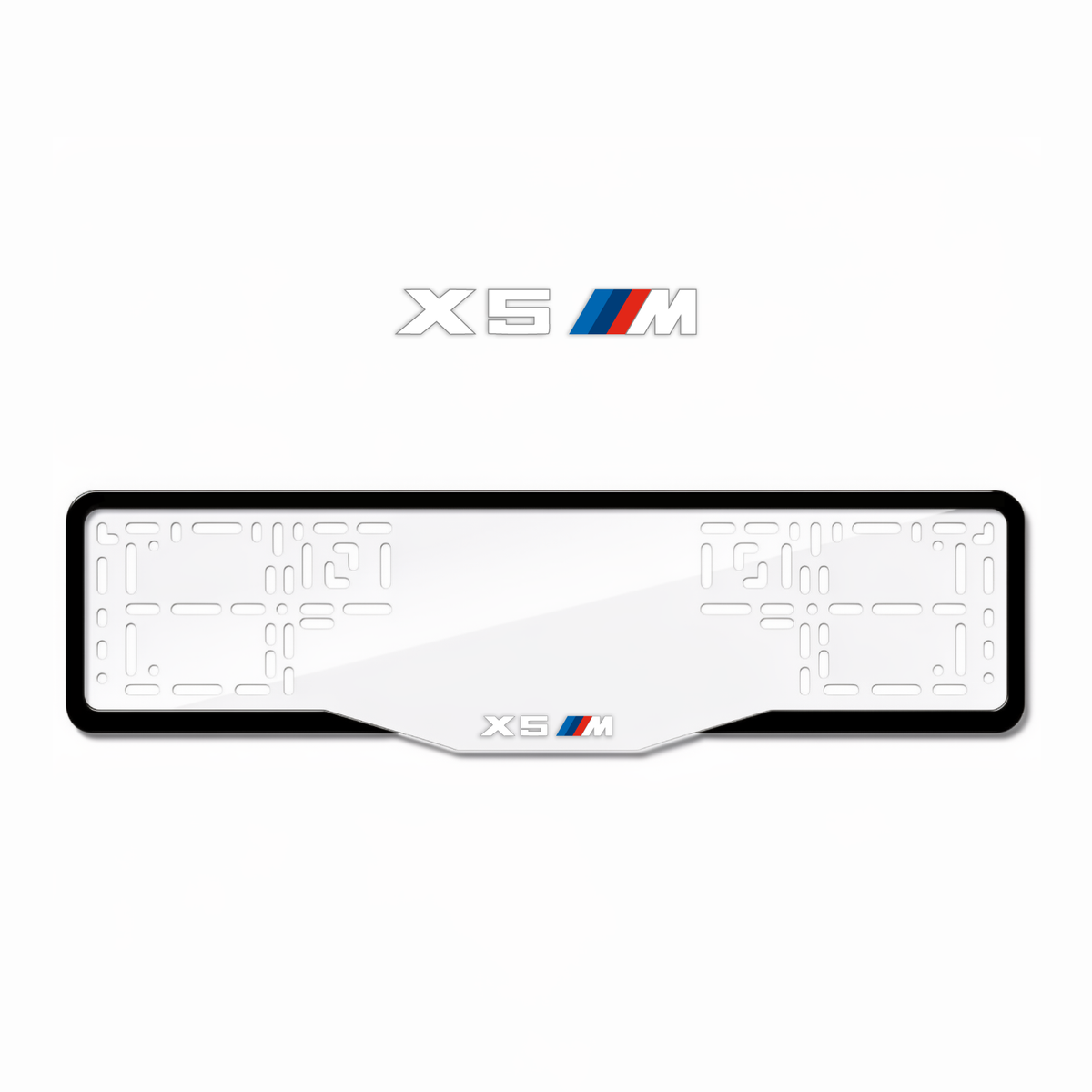 Cadres de plaque d'immatriculation X5 M - Blanc - GLASS