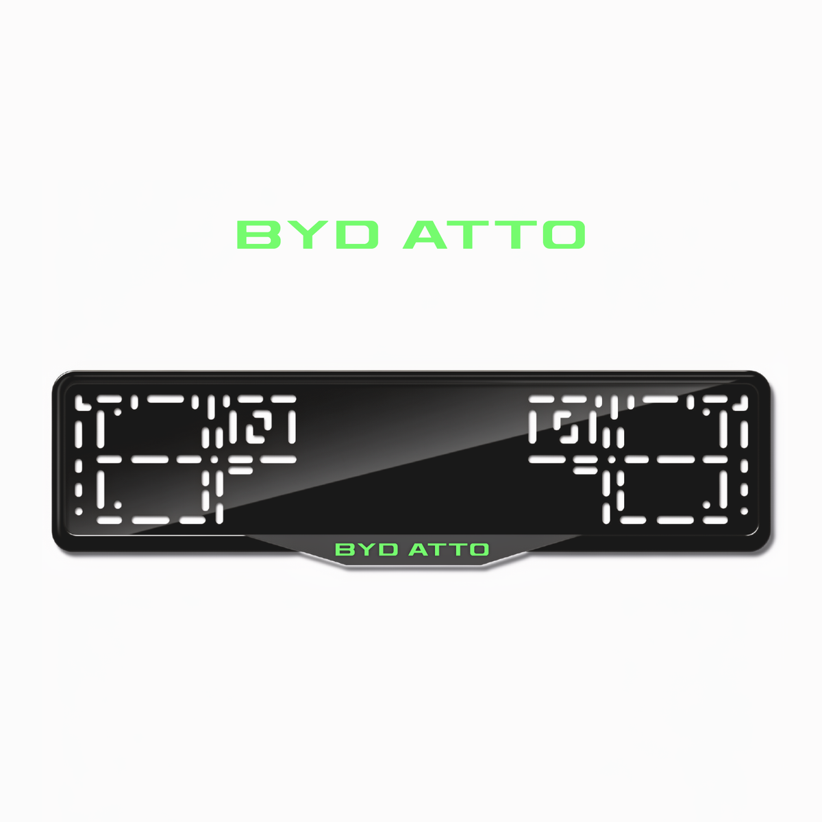 Cadres de plaque d'immatriculation BYD Atto - Vert néon - SATIN