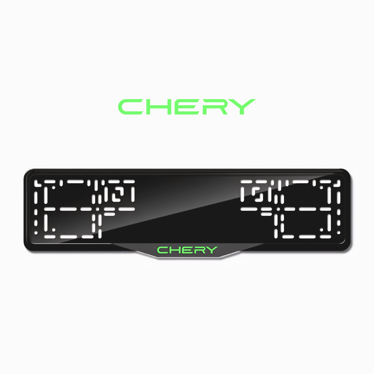 Cadres de plaque d'immatriculation Chery - Vert néon - SATIN