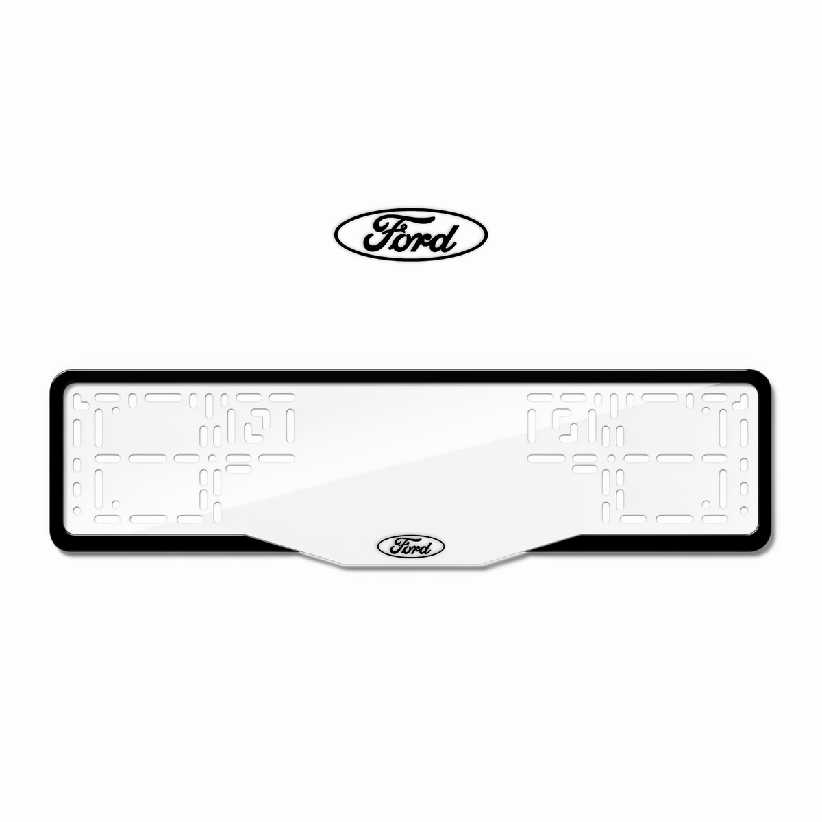 Cadres de plaque d'immatriculation Ford Logo - Noir - GLASS