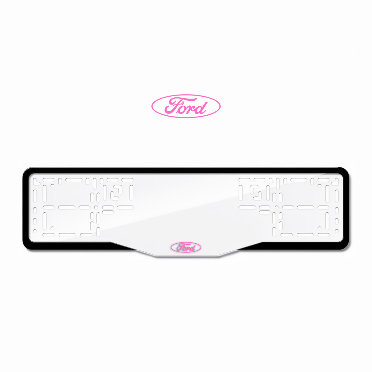 Cadres de plaque d'immatriculation Ford Logo - Rose - GLASS