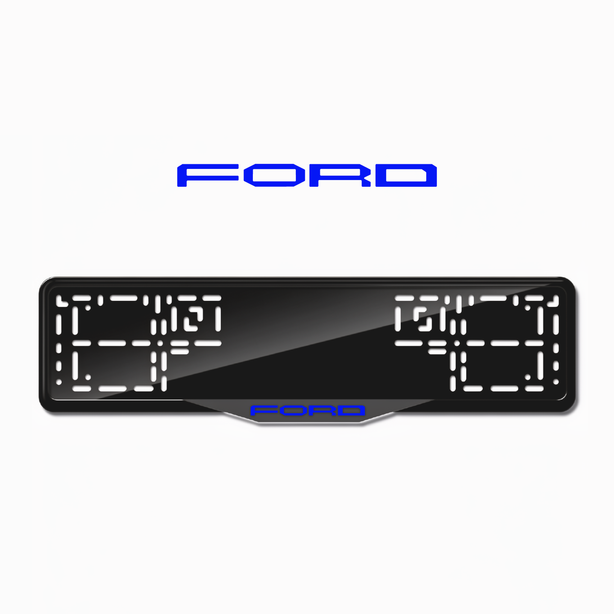 Cadres de plaque d'immatriculation Ford Word 2 - Bleu - SATIN