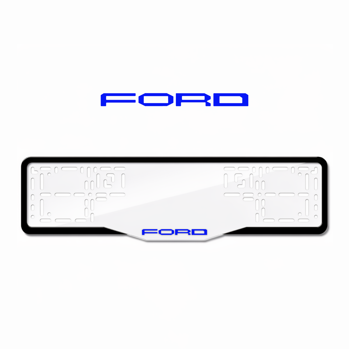 Cadres de plaque d'immatriculation Ford Word 2 - Bleu - GLASS