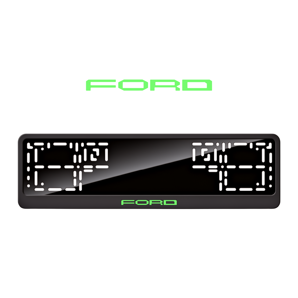 Cadres de plaque d'immatriculation Ford Word 2 - Vert néon - CLASSIC