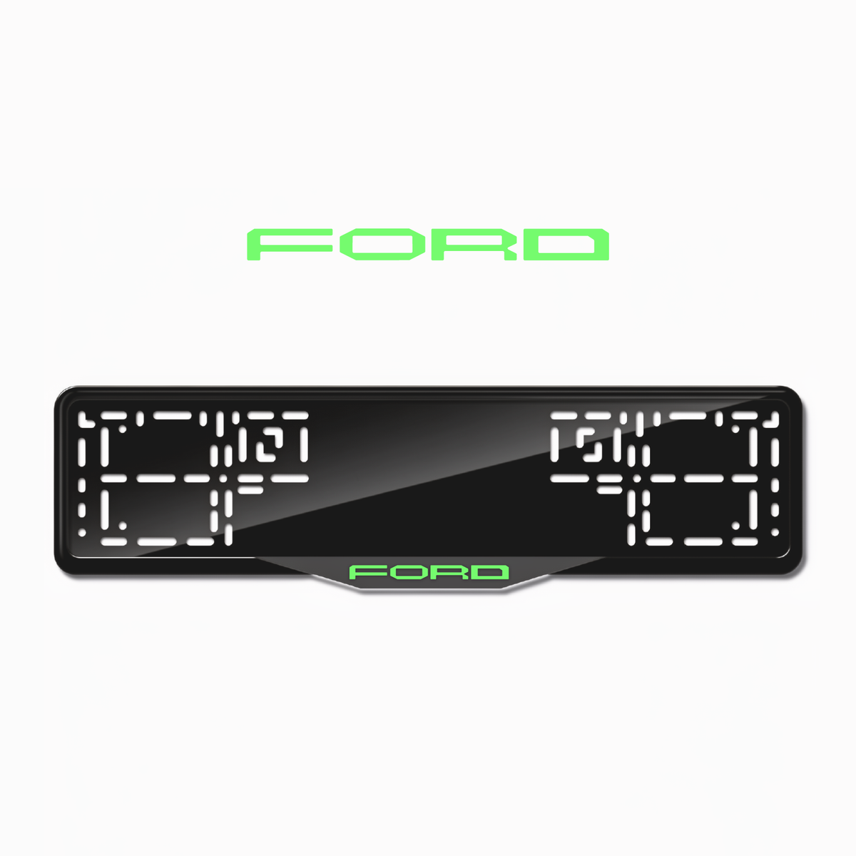 Cadres de plaque d'immatriculation Ford Word 2 - Vert néon - SATIN
