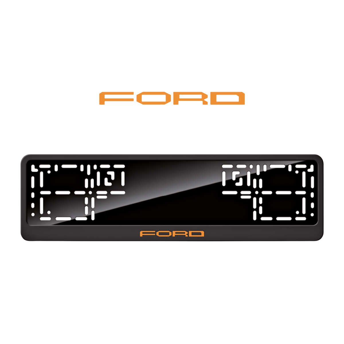 Cadres de plaque d'immatriculation Ford Word 2 - Orange Hermès - CLASSIC