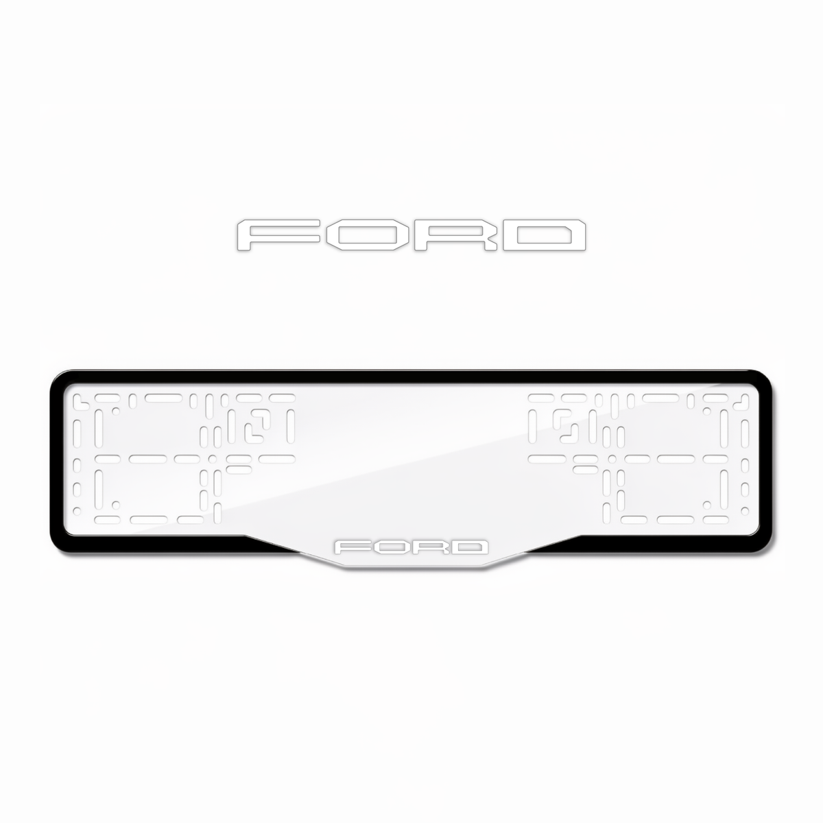 Cadres de plaque d'immatriculation Ford Word 2 - Blanc - GLASS