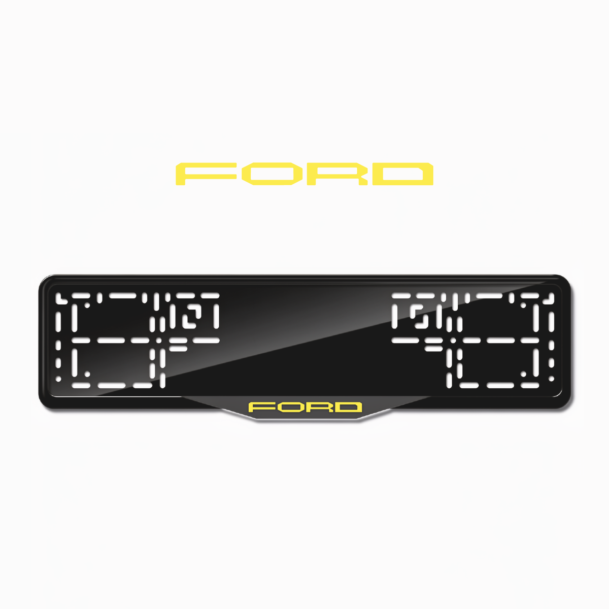 Cadres de plaque d'immatriculation Ford Word 2 - Jaune - SATIN