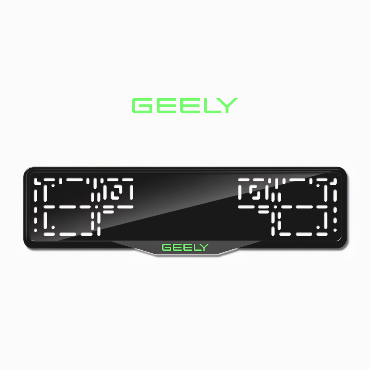 Cadres de plaque d'immatriculation Geely - Vert néon - SATIN