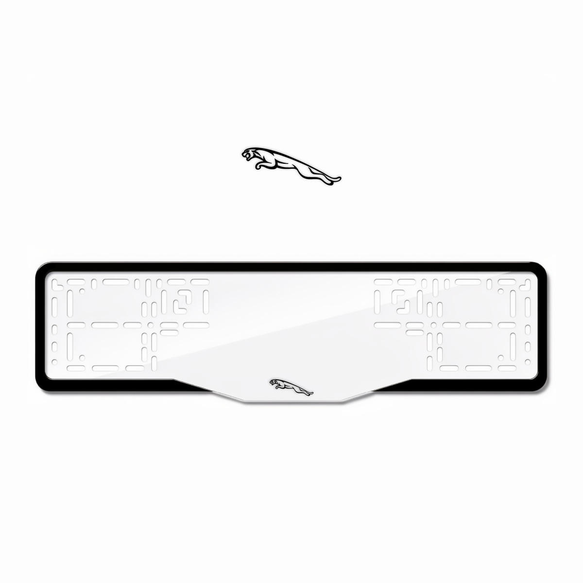 Cadres de plaque d'immatriculation Jaguar Logo - Noir - GLASS