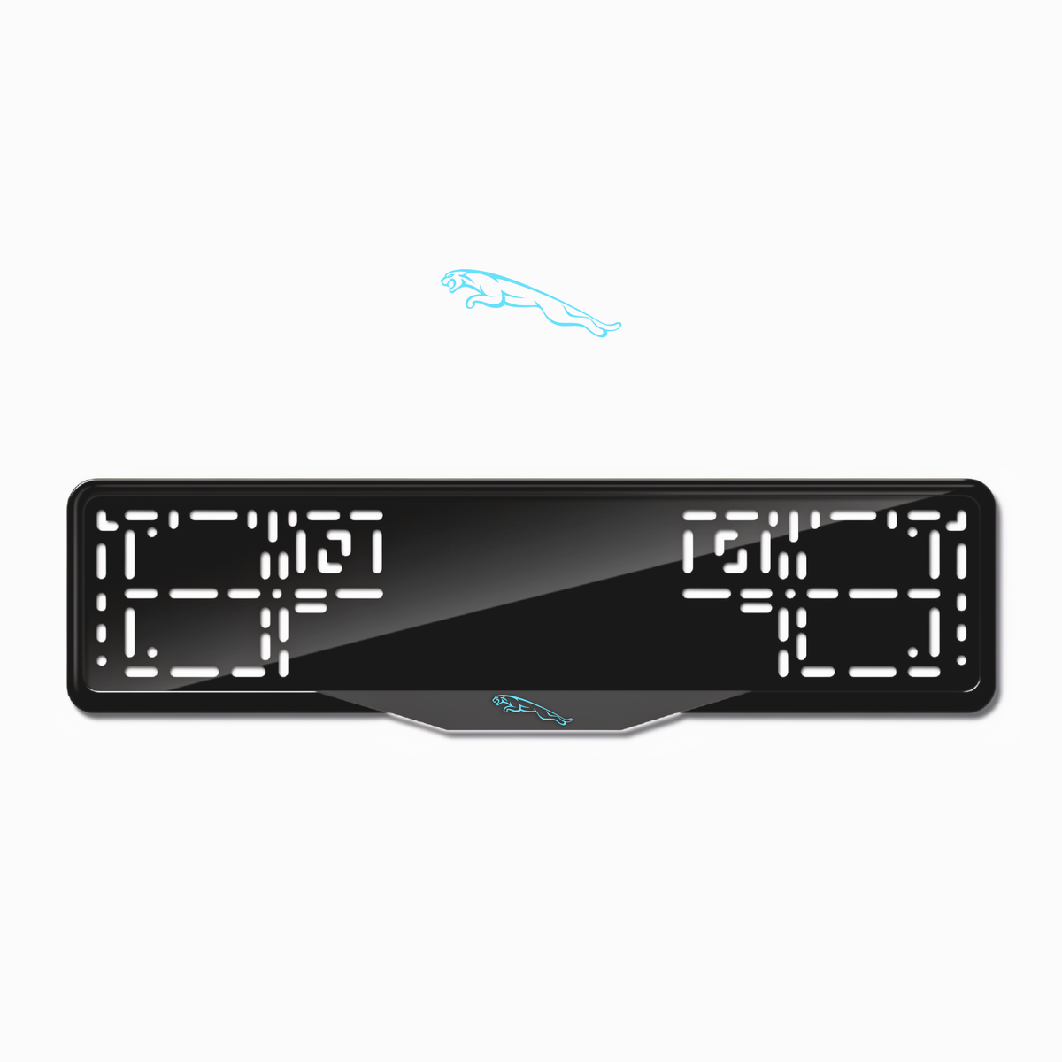 Cadres de plaque d'immatriculation Jaguar Logo - Bleu Tiffany - SATIN