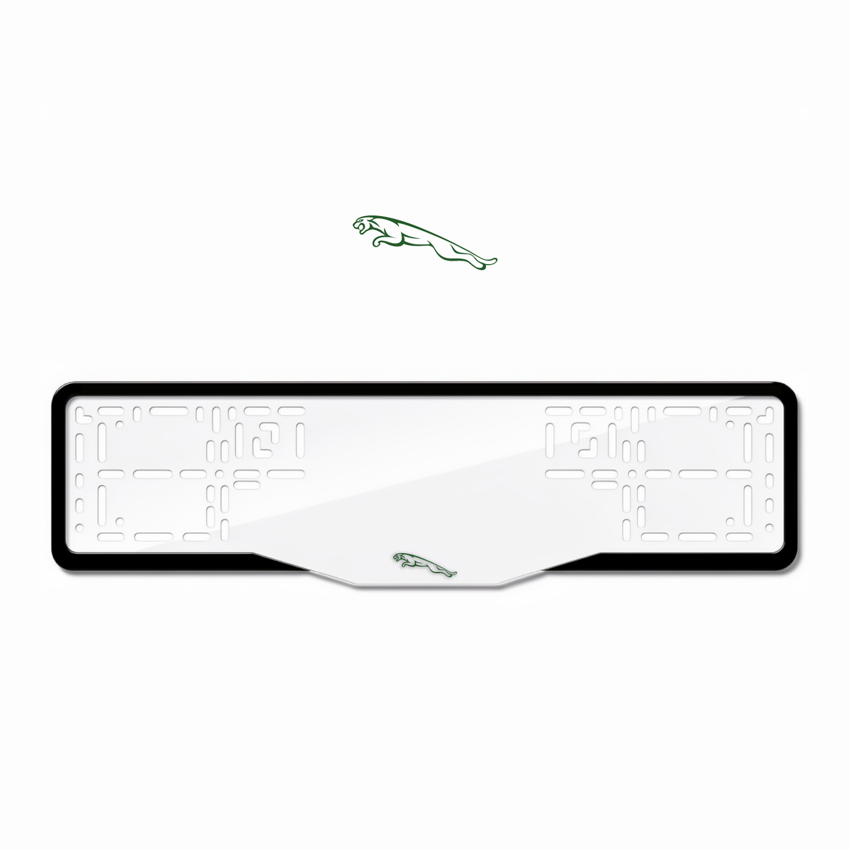 Cadres de plaque d'immatriculation Jaguar Logo - Vert - GLASS