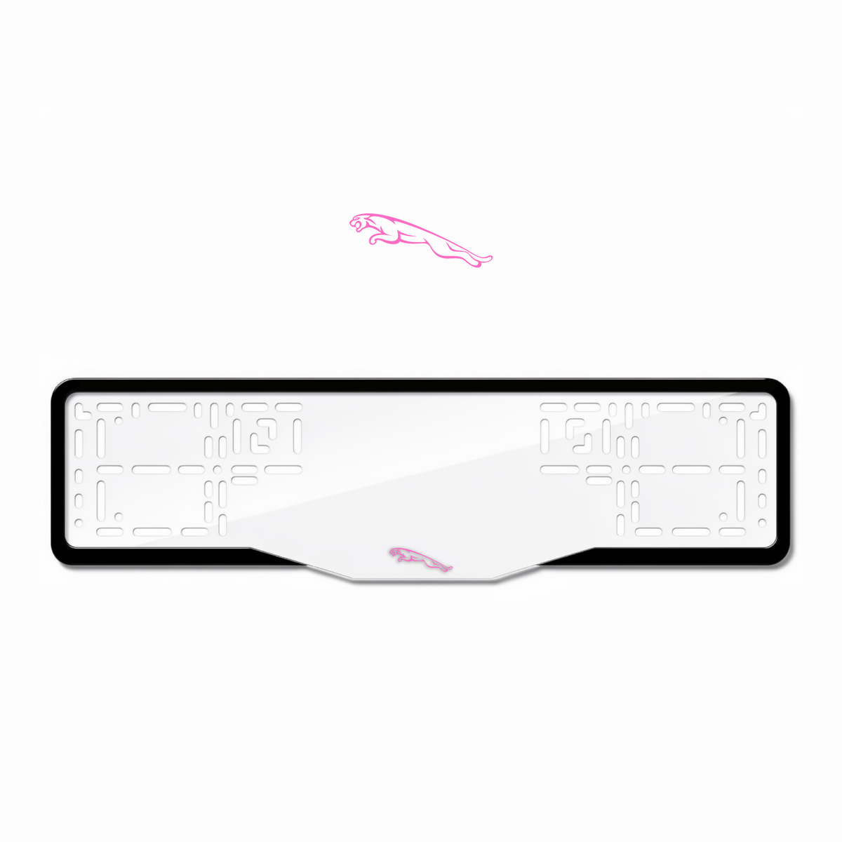 Cadres de plaque d'immatriculation Jaguar Logo - Rose - GLASS