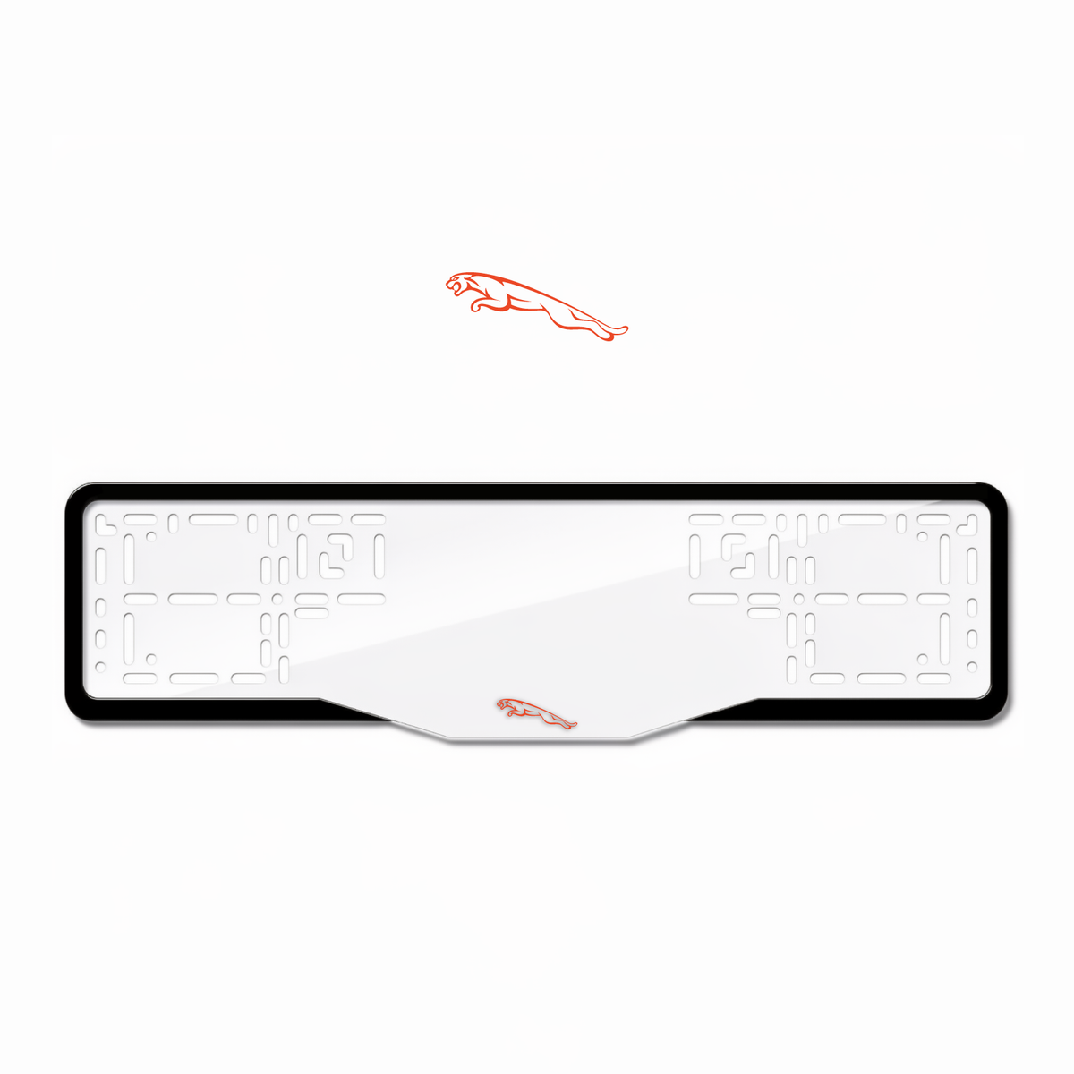 Cadres de plaque d'immatriculation Jaguar Logo - Rouge - GLASS