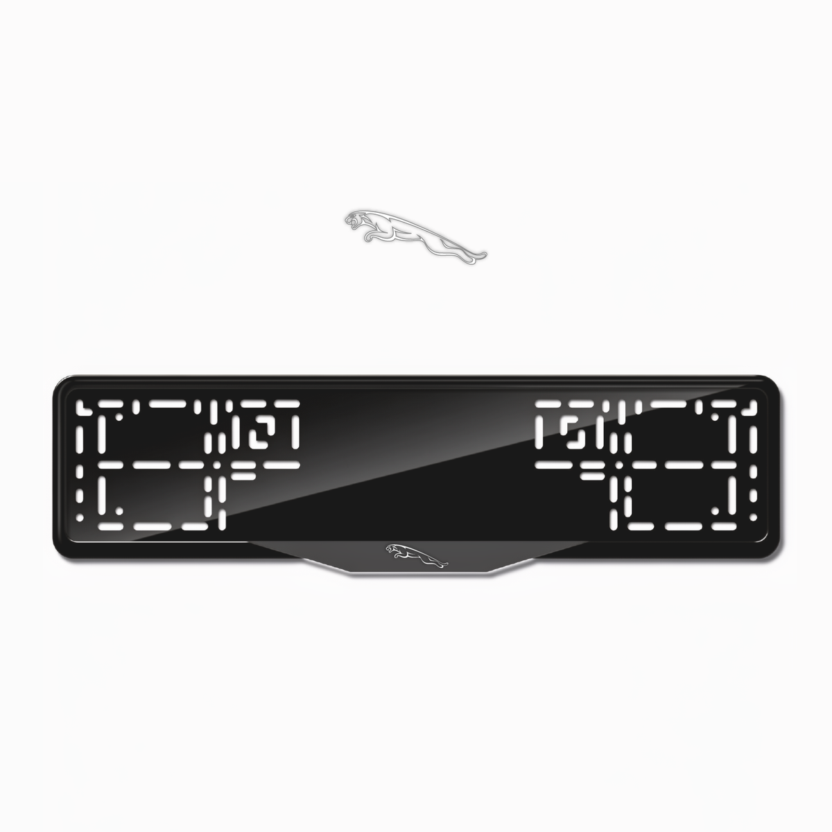 Cadres de plaque d'immatriculation Jaguar Logo - Blanc - SATIN