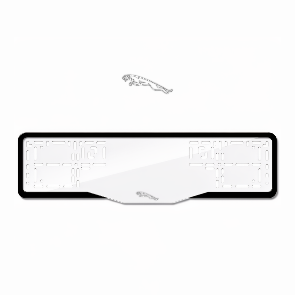 Cadres de plaque d'immatriculation Jaguar Logo - Blanc - GLASS