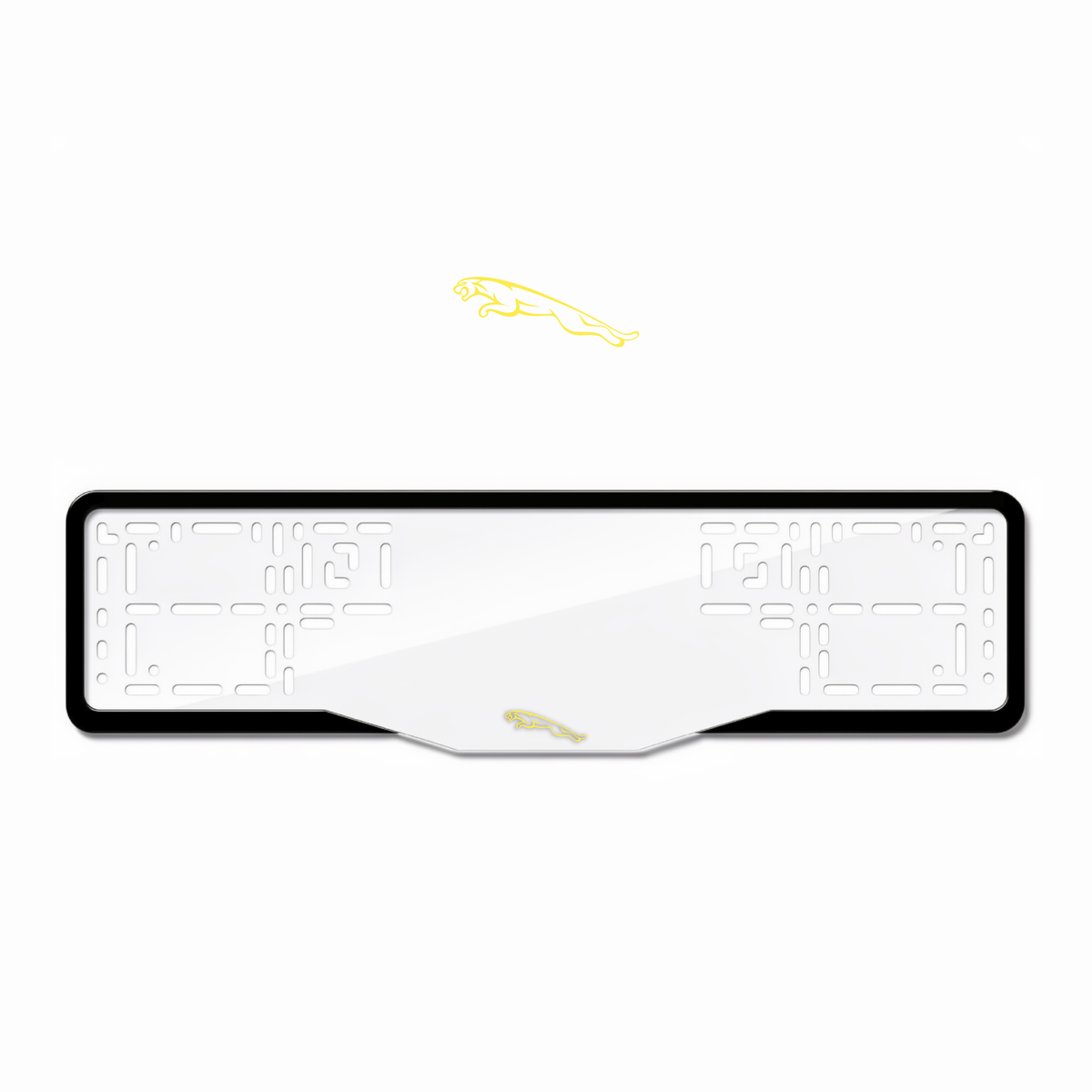 Cadres de plaque d'immatriculation Jaguar Logo - Jaune - GLASS