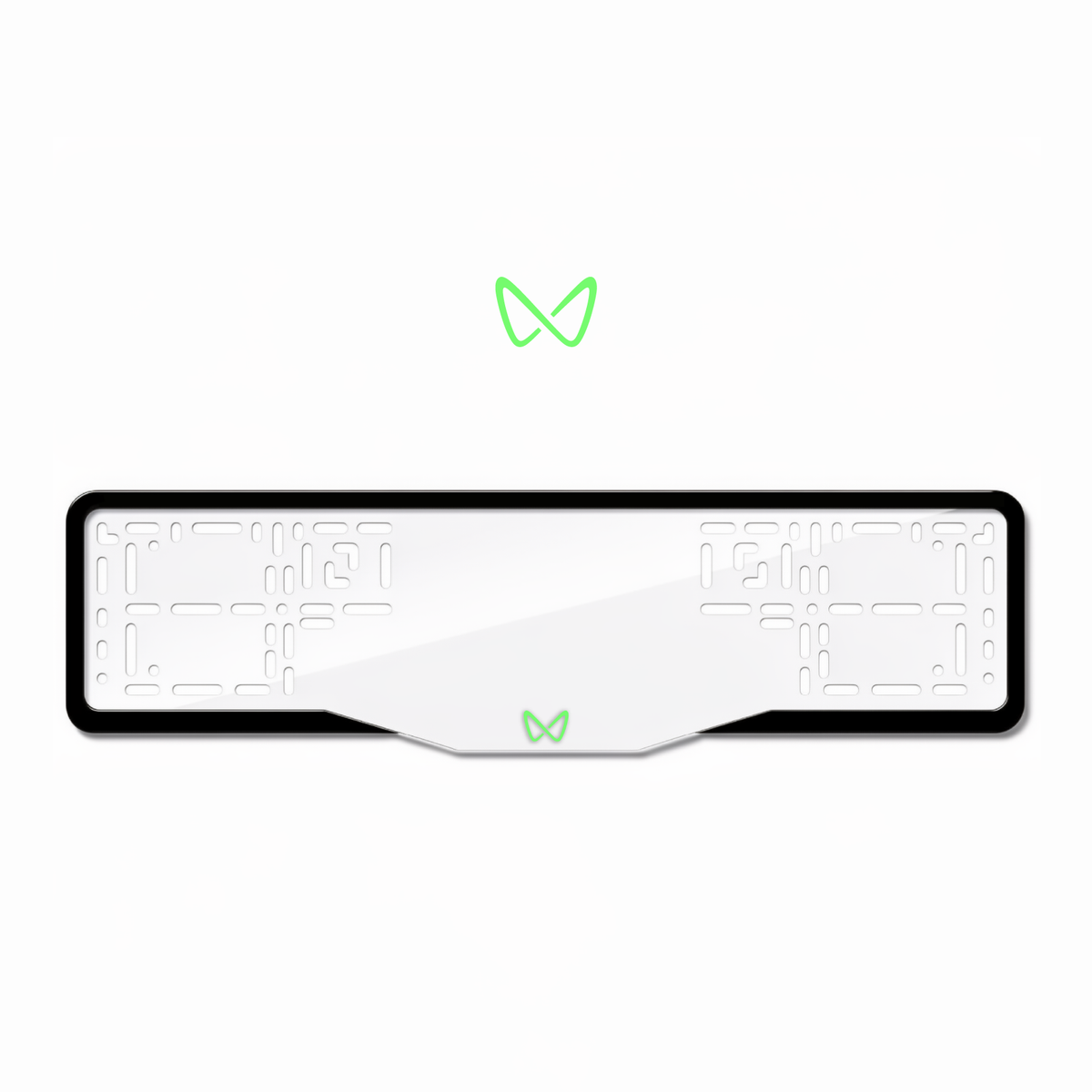 Cadres de plaque d'immatriculation Mahindra Logo - Vert néon - GLASS