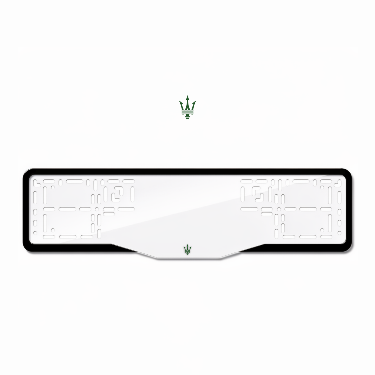 Cadres de plaque d'immatriculation Maserati Logo - Vert - GLASS