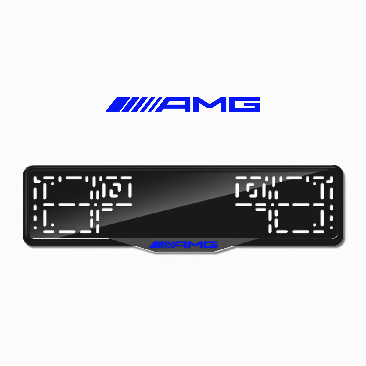 Cadres de plaque d'immatriculation AMG - Bleu - SATIN